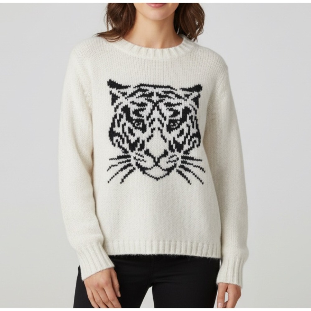 WOODEN SHIPS Ivory/Cream Sweater BLACK TIGER GRAPHICS Acrylic/Mohair/Wool S-M